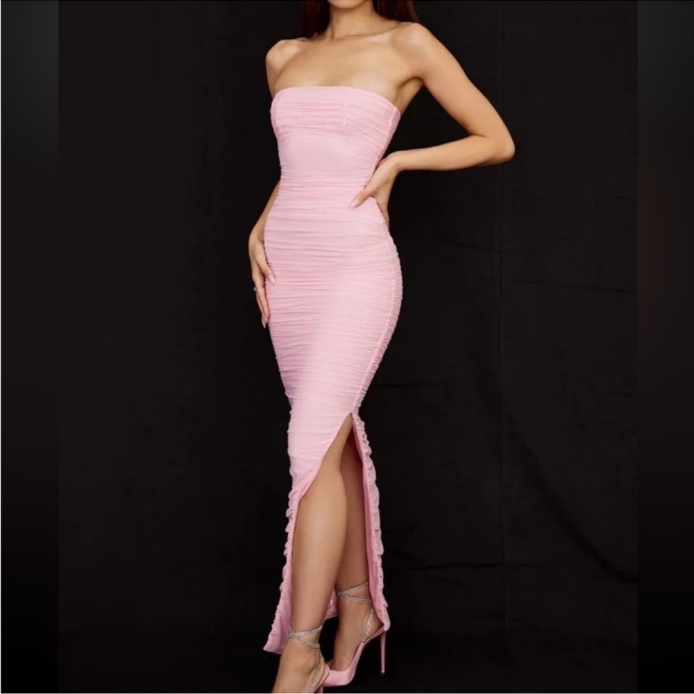House‎ of CB Sofia Fairy Pink Mesh Maxi Dress Small NWT